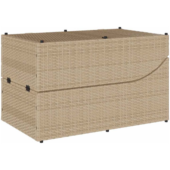hopfällbar solstol med dyna och förvaring beige konstrotting vidaXL – bild 12