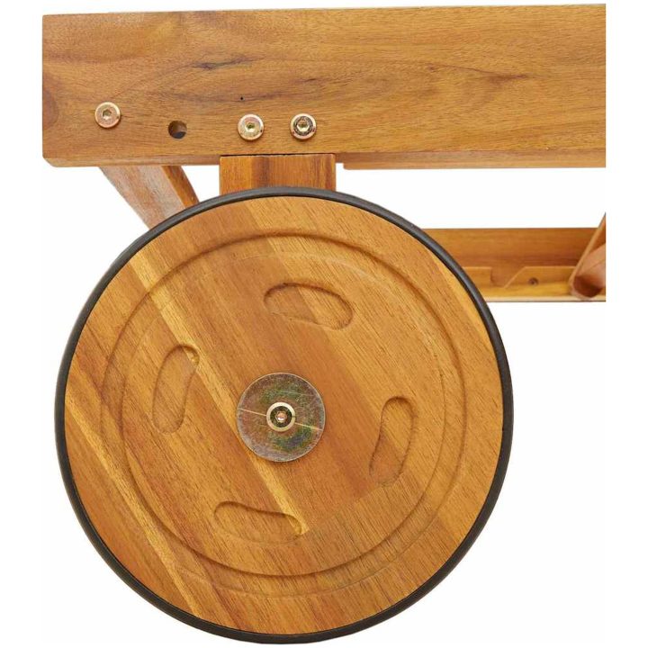 Hopfällbar Solstol med Hjul & Kudde Röd Massivt Akaciaträ vidaXL 200 x 67 x 84 cm – bild 7