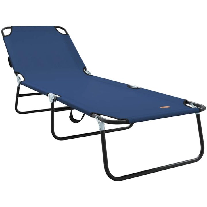 Hopfällbar Solstol Portabel Blå 600D Oxford-tyg vidaXL 90 x 190 cm – bild 2