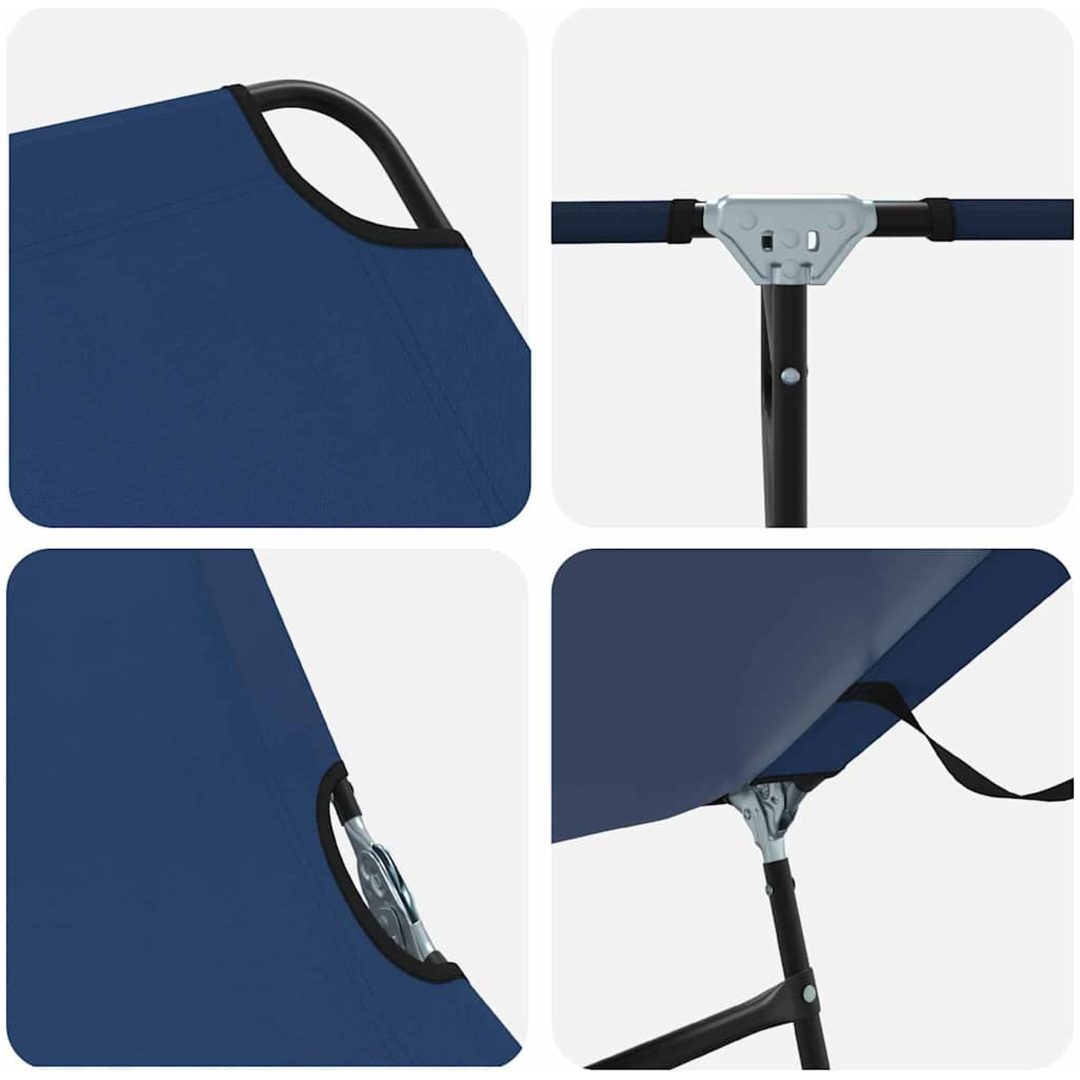 Hopfällbar Solstol Portabel Blå 600D Oxford-tyg vidaXL 90 x 190 cm – bild 7