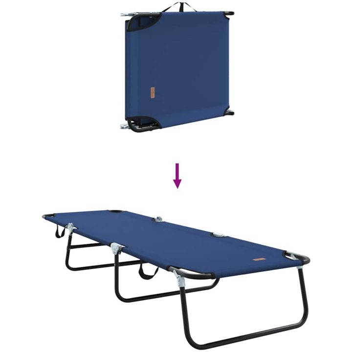 Hopfällbar Solstol Portabel Blå 600D Oxford-tyg vidaXL 90 x 190 cm – bild 8