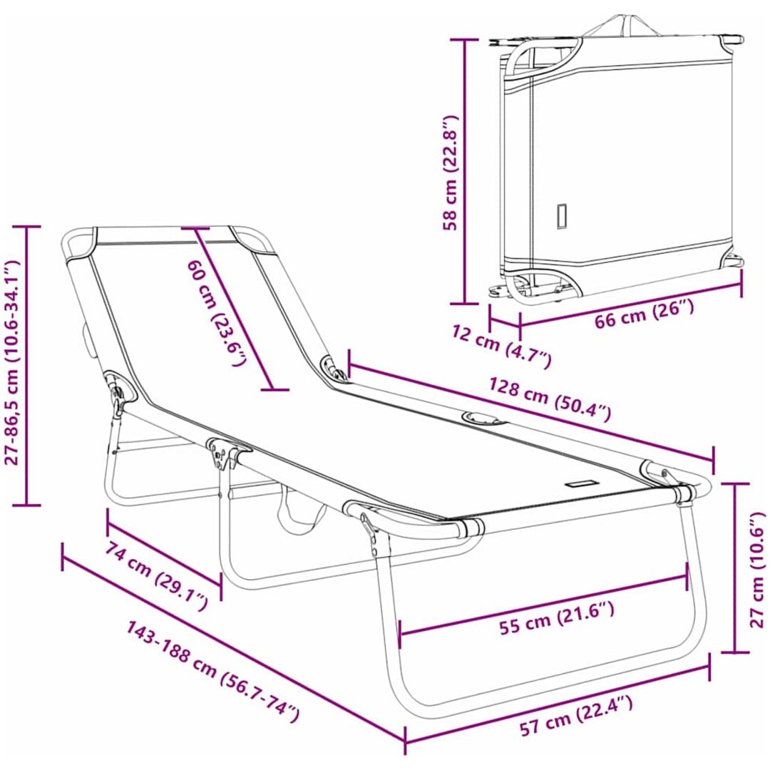 Hopfällbar solstol Portabel Röd 600D Oxford tyg vidaXL Standard – bild 11
