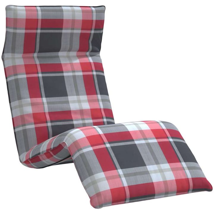 Hopfällbar solstol rödrutigt mönster 175x54x8,5 cm oxfordtyg vidaXL – bild 2