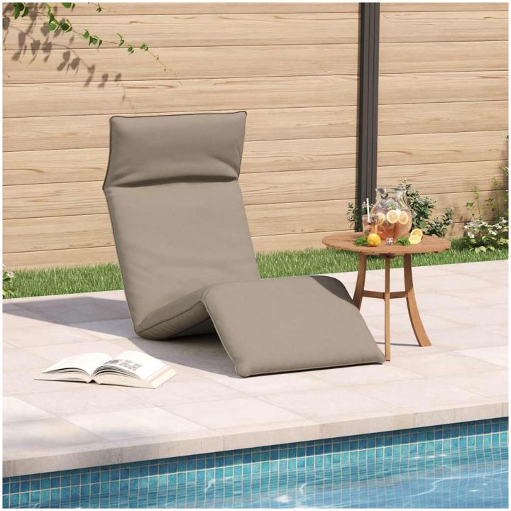 Hopfällbar solstol Taupe 175x54x8,5 cm Oxford tyg vidaXL – bild 3