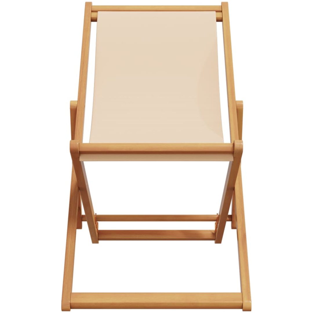 Hopfällbar strandstol beige massivt eukalyptusträ och tyg vidaXL – bild 4