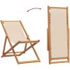 Hopfällbar strandstol beige massivt eukalyptusträ och tyg vidaXL – miniatyr 7