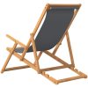 Hopfällbar strandstol massiv teak grå vidaXL – miniatyr 5