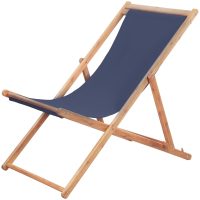 Hopfällbar strandstol tyg och träram blå vidaXL