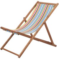 Hopfällbar strandstol tyg och träram flerfärgad vidaXL
