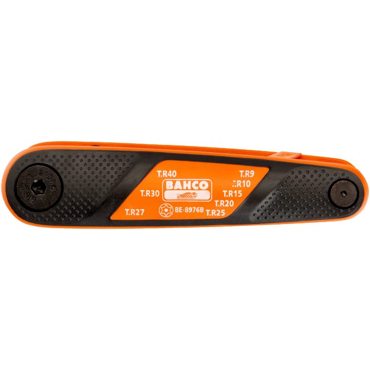Hopfällbar Torx-nyckelsats Centrumspets Låsknapp 8 delar Svartoxiderad BAHCO T9, T10, T15, T20, T25, T27, T30, T40 – bild 3