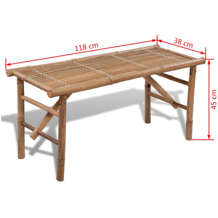 Hopfällbar trädgårdsbänk 118 cm bambu vidaXL – bild 4
