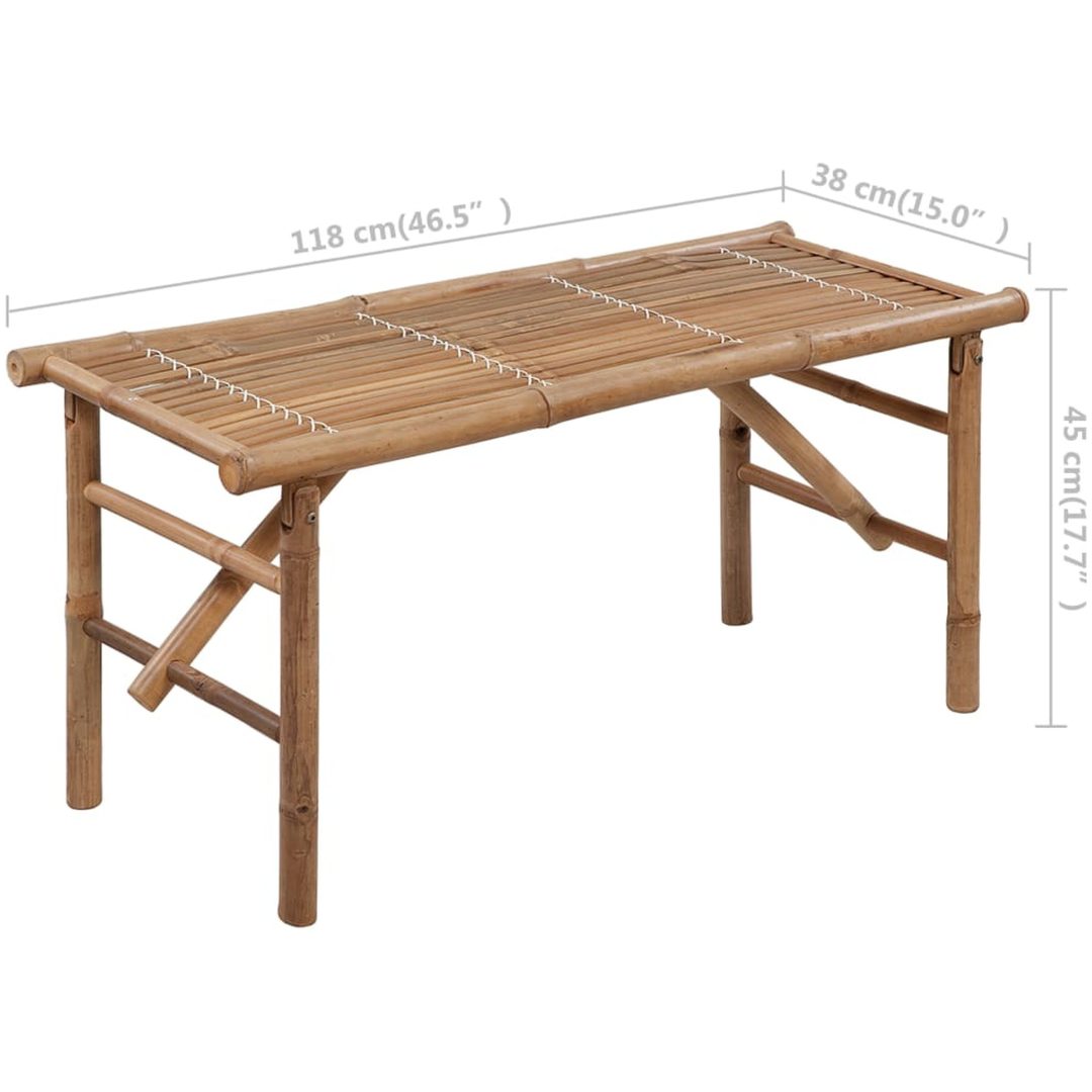 Hopfällbar trädgårdsbänk med dyna 118 cm bambu vidaXL 120 x 50 x 7 cm – bild 9