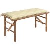 Hopfällbar trädgårdsbänk med dyna 118 cm bambu vidaXL 120 x 50 x 7 cm – miniatyr 1
