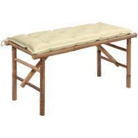 Hopfällbar trädgårdsbänk med dyna 118 cm bambu vidaXL