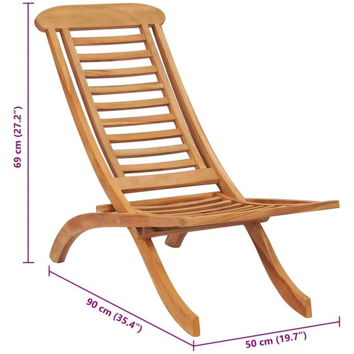 Hopfällbar trädgårdsstol 50x90x69 cm massiv teak vidaXL – bild 7
