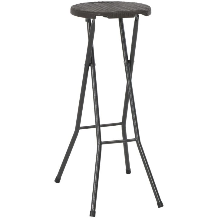 Hopfällbara barstolar 2 st HDPE och stål konstrotting brun vidaXL – bild 2