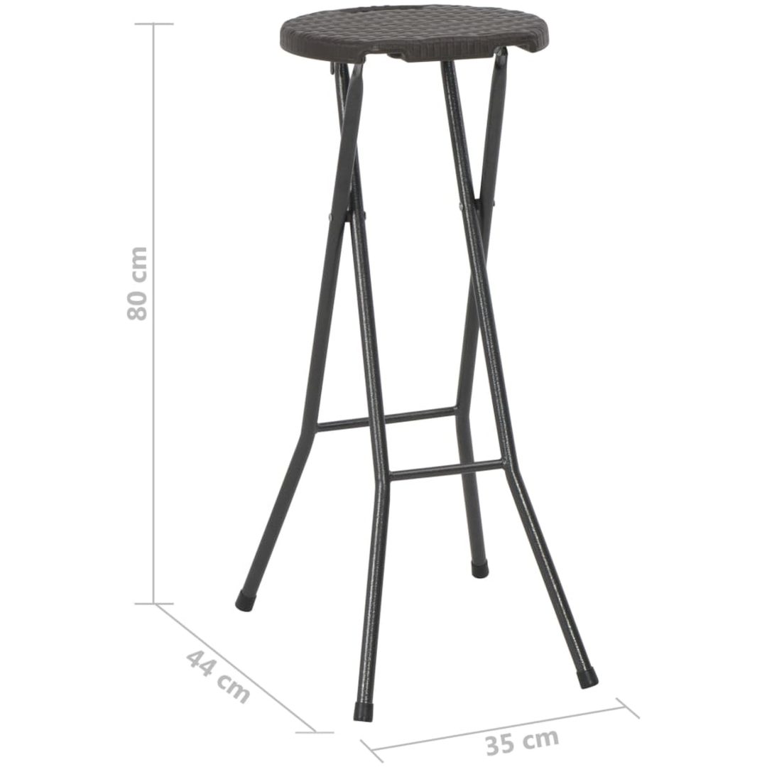 Hopfällbara barstolar 2 st HDPE och stål konstrotting brun vidaXL – bild 8