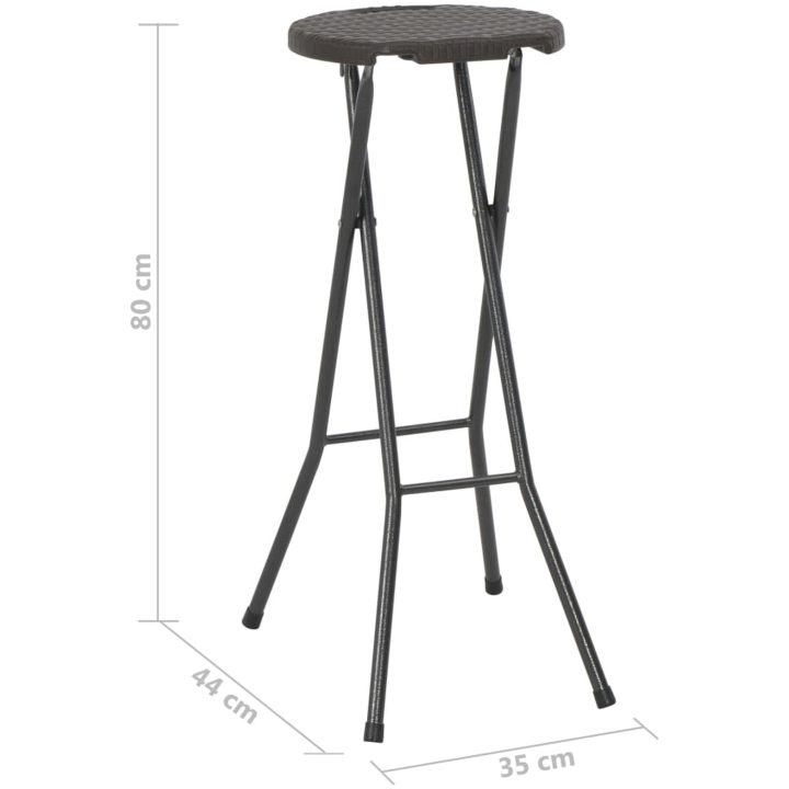 Hopfällbara barstolar 2 st HDPE och stål konstrotting brun vidaXL – bild 8