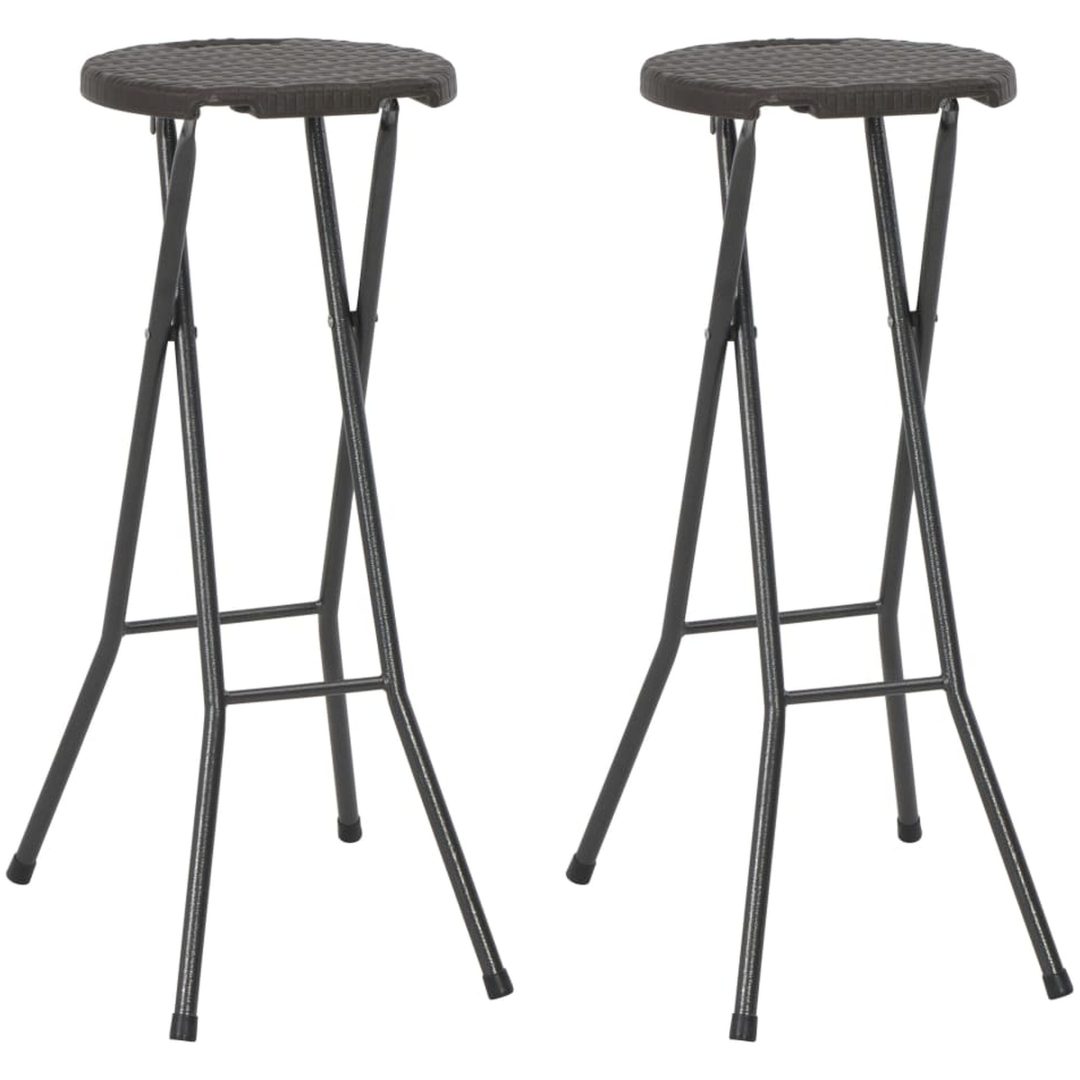 Hopfällbara barstolar 2 st HDPE och stål konstrotting brun vidaXL
