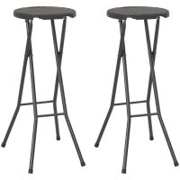 Hopfällbara barstolar 2 st HDPE och stål konstrotting brun vidaXL