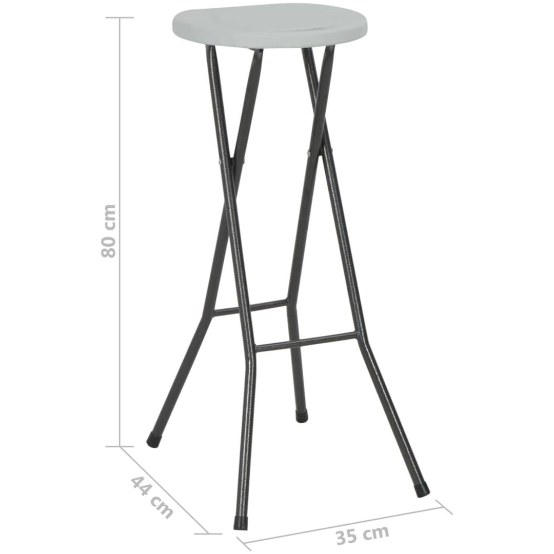 Hopfällbara barstolar 2 st HDPE och stål vit vidaXL – bild 8