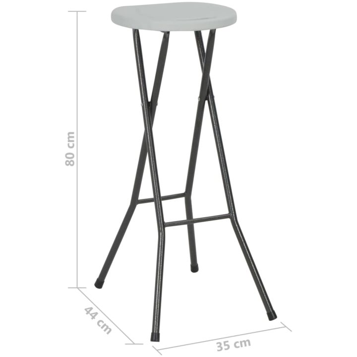 Hopfällbara barstolar 2 st HDPE och stål vit vidaXL – bild 8