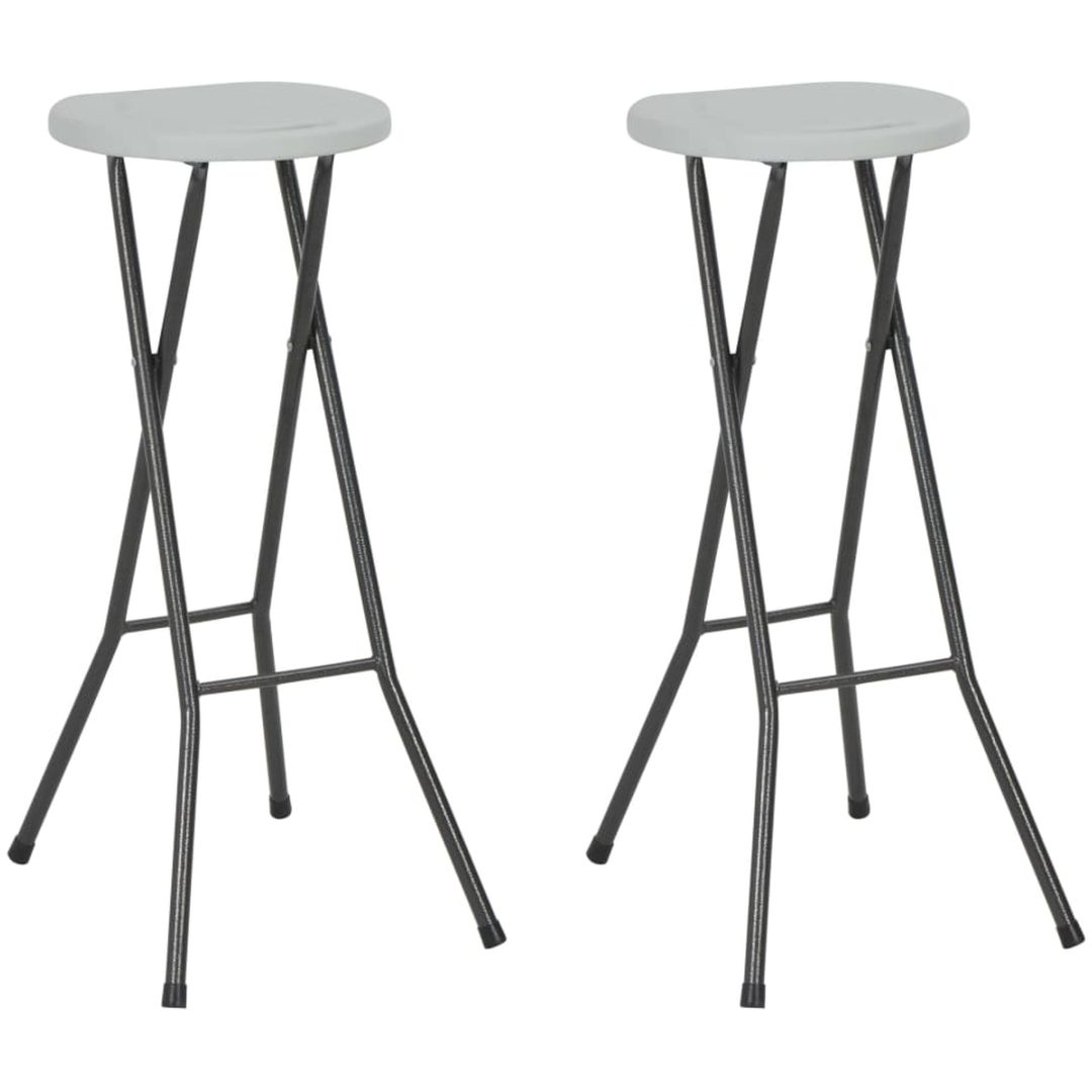Hopfällbara barstolar 2 st HDPE och stål vit vidaXL