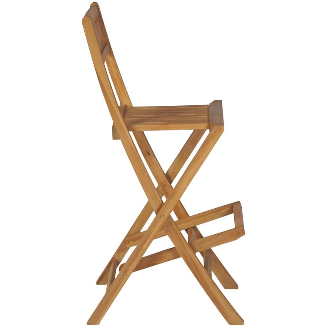 Hopfällbara barstolar 2 st massiv teak vidaXL – bild 3