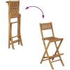 Hopfällbara barstolar 2 st massiv teak vidaXL – miniatyr 5