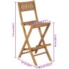 Hopfällbara barstolar 2 st massiv teak vidaXL – miniatyr 9
