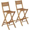 Hopfällbara barstolar 2 st massiv teak vidaXL – miniatyr 1