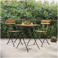 Hopfällbara caféstolar 2 st massiv teak och stål vidaXL