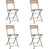 Hopfällbara caféstolar 4 st massiv teak och stål vidaXL – miniatyr 2