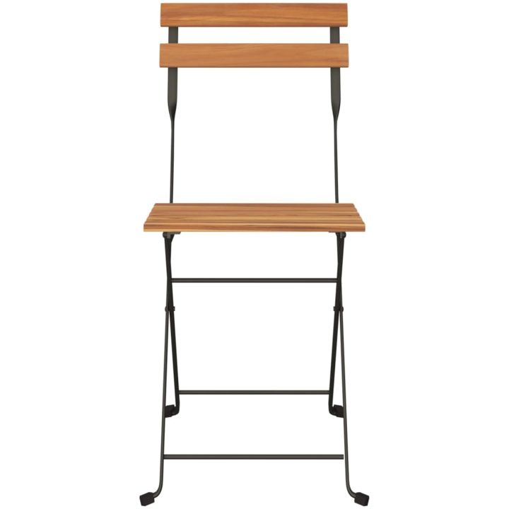 Hopfällbara caféstolar 4 st massiv teak och stål vidaXL – bild 4