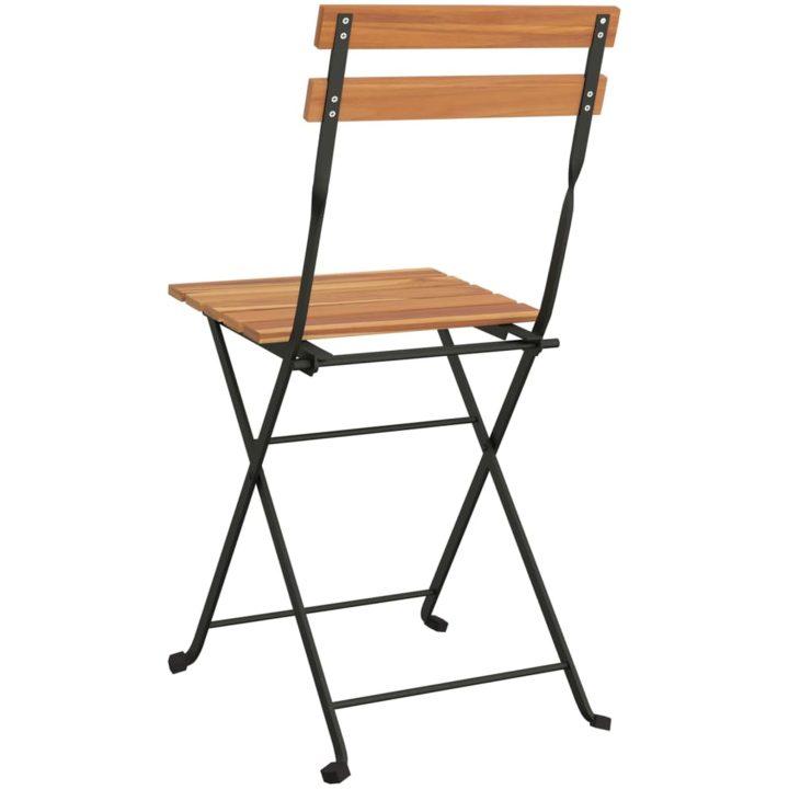 Hopfällbara caféstolar 4 st massiv teak och stål vidaXL – bild 6