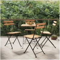 Hopfällbara caféstolar 4 st massiv teak och stål vidaXL