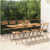 Hopfällbara caféstolar 8 st massiv teak och stål vidaXL – miniatyr 1