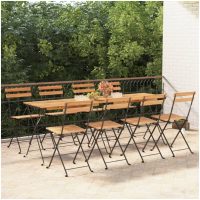 Hopfällbara caféstolar 8 st massiv teak och stål vidaXL