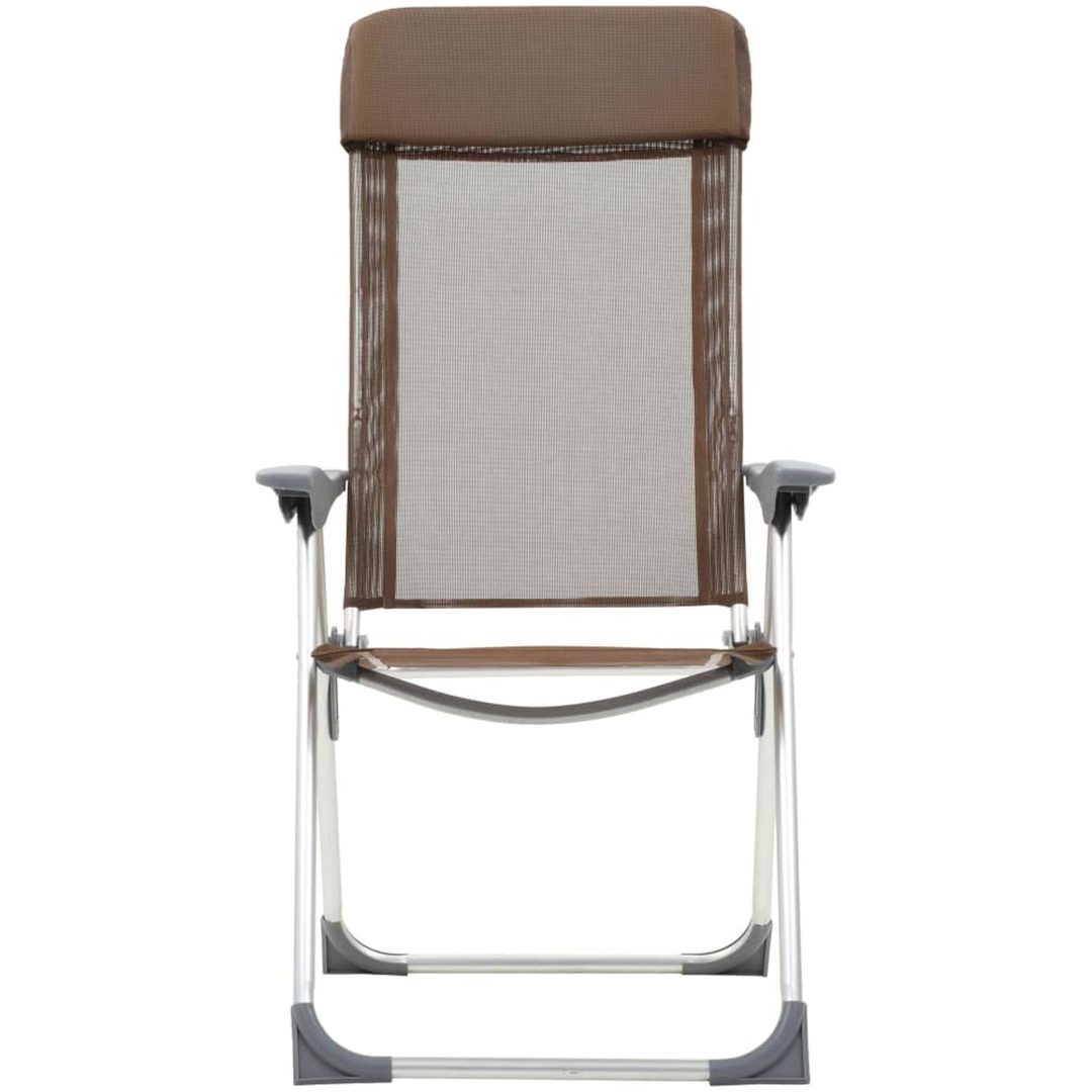 Hopfällbara campingstolar 2 st aluminium brun vidaXL – bild 4