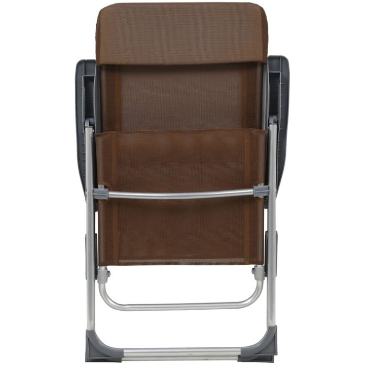 Hopfällbara campingstolar 2 st aluminium brun vidaXL – bild 7