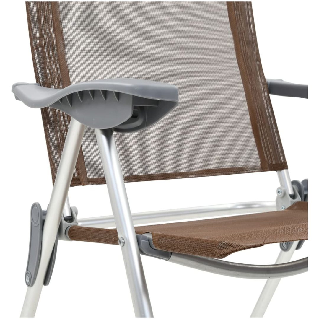 Hopfällbara campingstolar 2 st aluminium brun vidaXL – bild 8