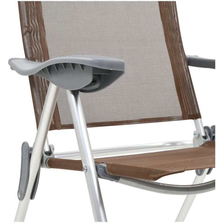 Hopfällbara campingstolar 2 st aluminium brun vidaXL – bild 8