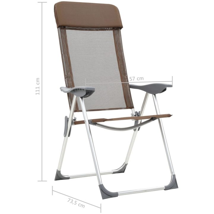 Hopfällbara campingstolar 2 st aluminium brun vidaXL – bild 9