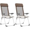 Hopfällbara campingstolar 2 st aluminium brun vidaXL – miniatyr 1