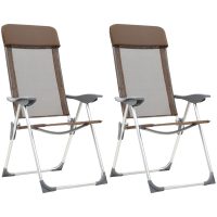Hopfällbara campingstolar 2 st aluminium brun vidaXL