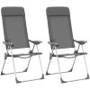 Hopfällbara campingstolar 2 st aluminium grå vidaXL – miniatyr 2