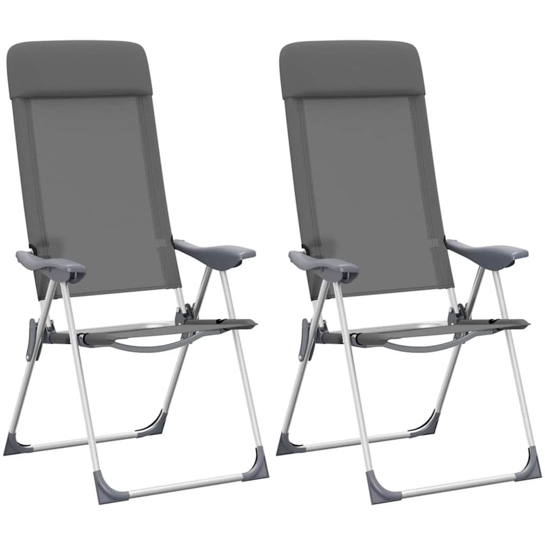 Hopfällbara campingstolar 2 st aluminium grå vidaXL – bild 2