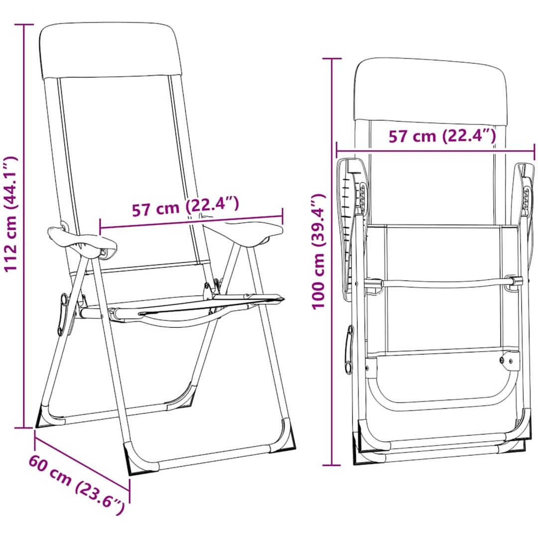 Hopfällbara campingstolar 2 st aluminium grå vidaXL – bild 12