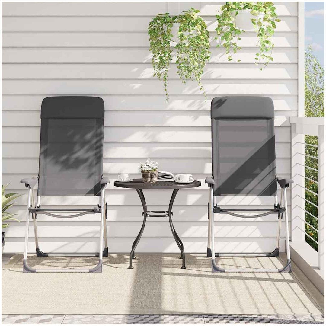 Hopfällbara campingstolar 2 st aluminium grå vidaXL – bild 3