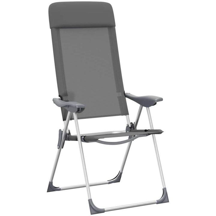 Hopfällbara campingstolar 2 st aluminium grå vidaXL – bild 4